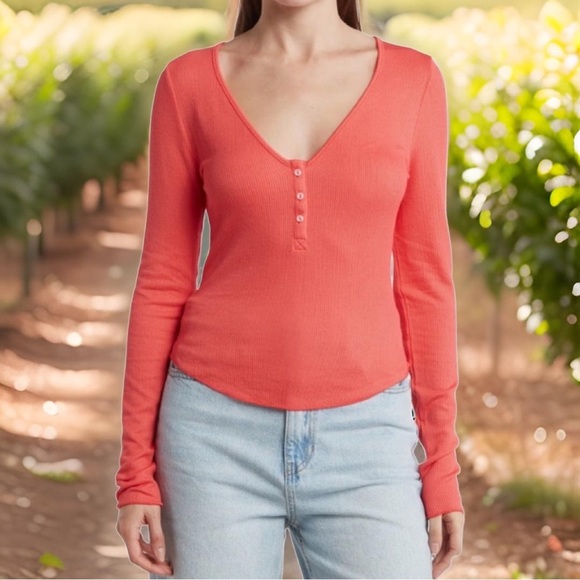 Free People Tops - NWT Free People Keep it Basic Long Sleeve Henley Top